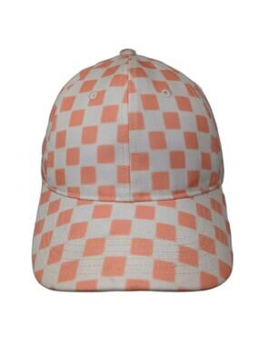 Art Class Orange White Checkered Baseball Cap Hat One Size Adjustable Polyester